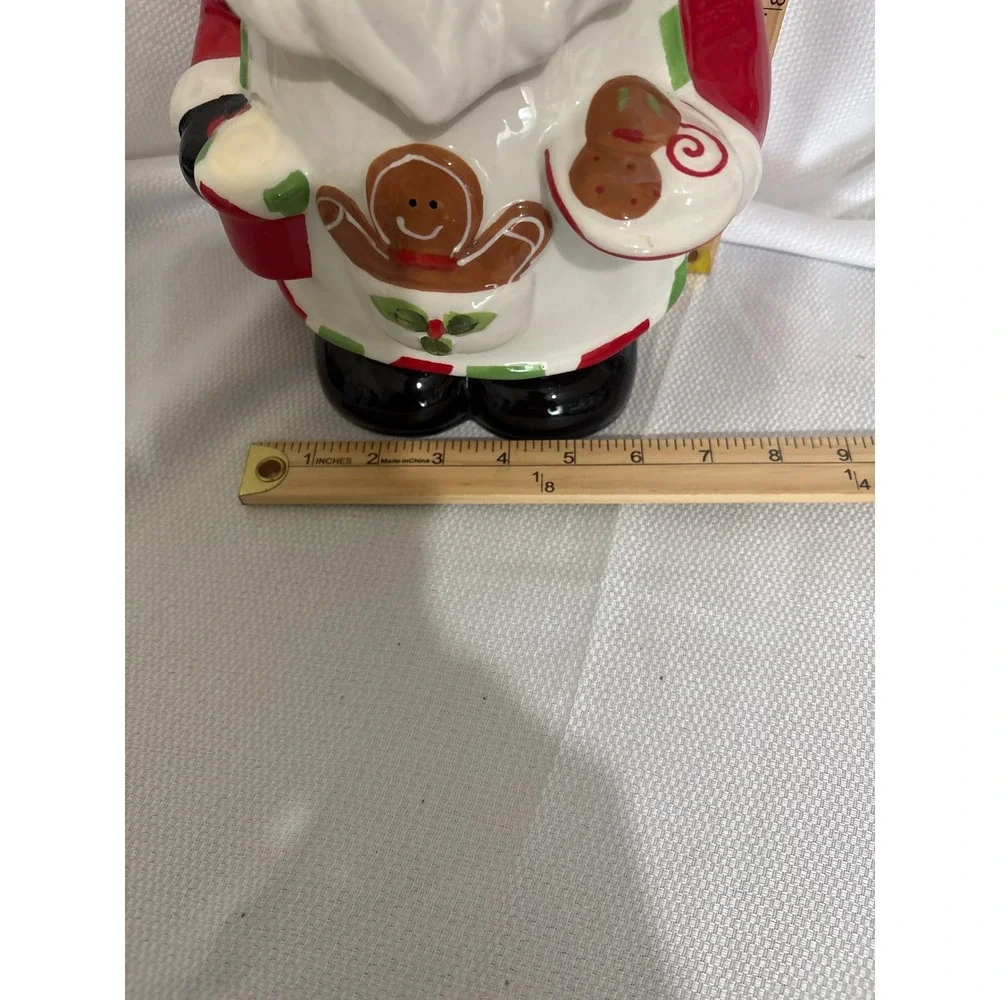 Sleigh Bell Bistro Santa Claus Chef Cookie Jar Christmas Gingerbread Ceramic